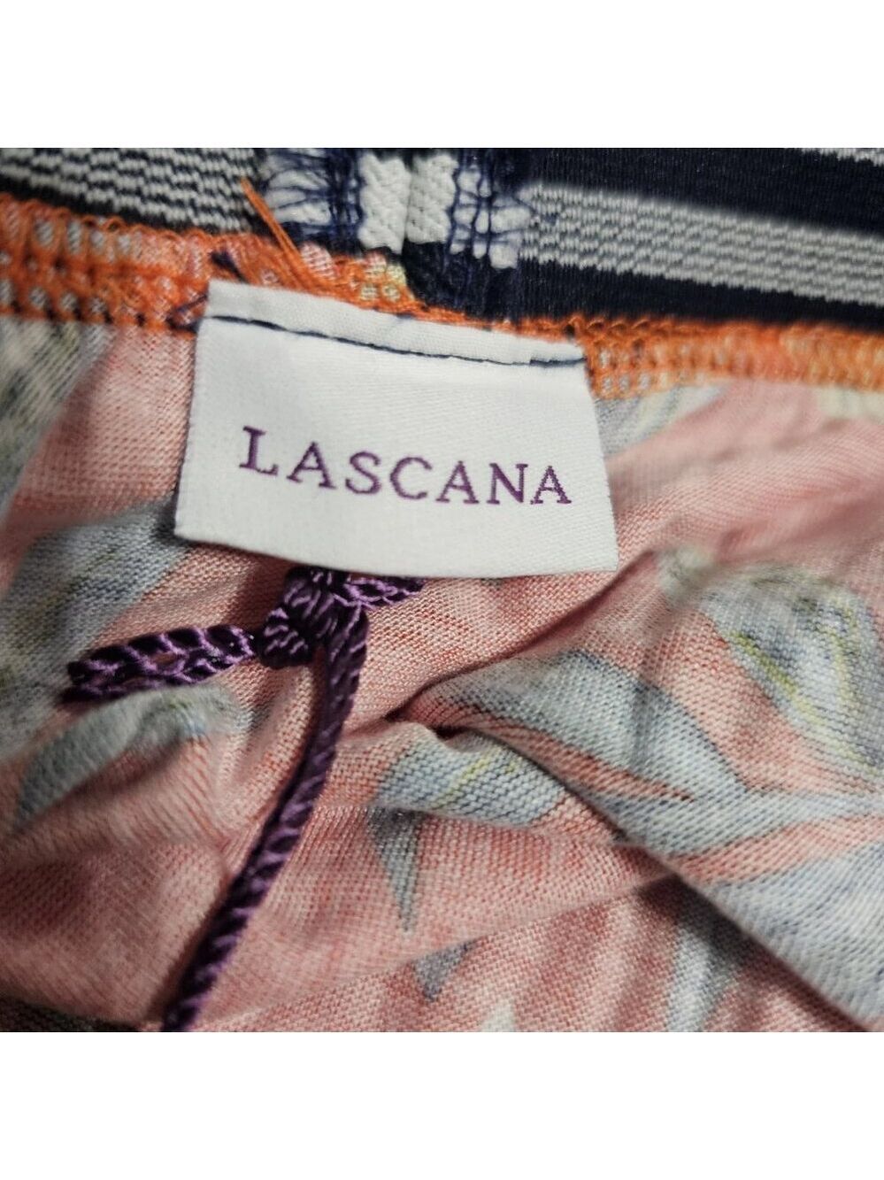 LASCANA Tropical Floral Maxi Skirt SZ 12 USA Striped Waistband Boho Colorful - Picture 4 of 7